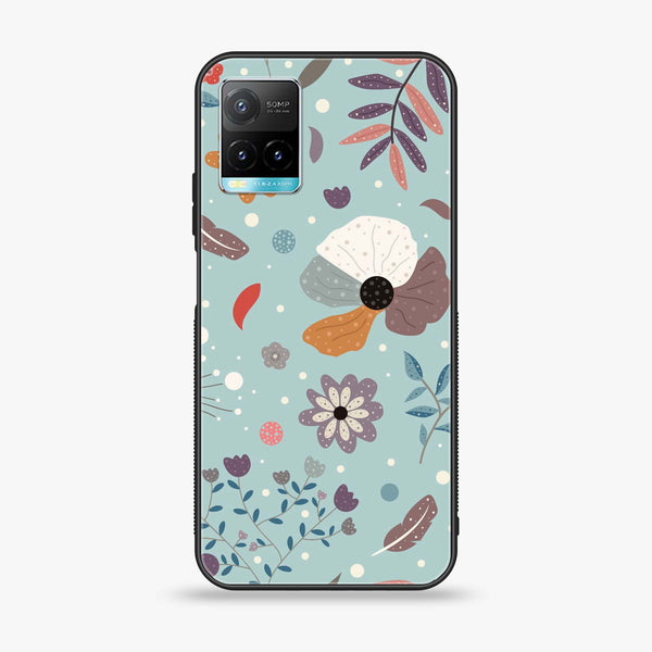 Vivo Y33T - Floral Series Design 5 - Premium Printed Glass soft Bumper Shock Proof Case