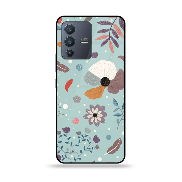 Vivo V23 5G - Floral Series Design 5 - Premium Printed Glass soft Bumper Shock Proof Case