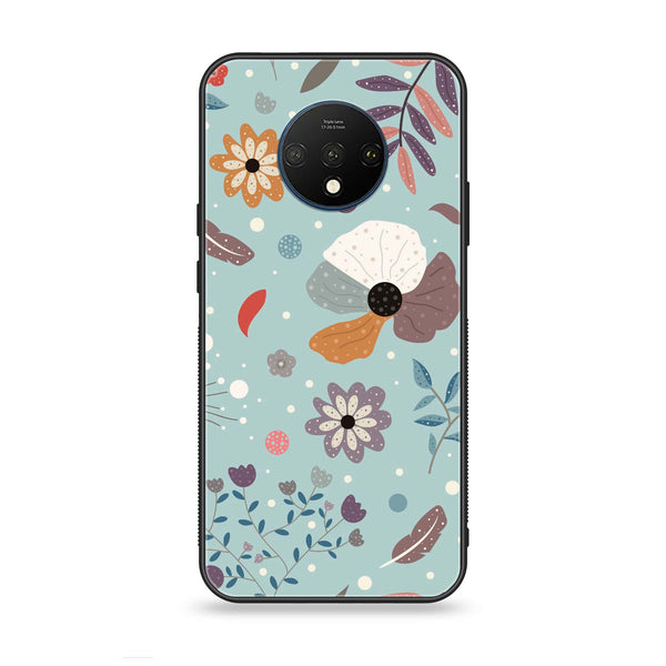 OnePlus 7T - Floral Series Design 5 - Premium Metal Printed soft Bumper Shock Proof Case CS-50993