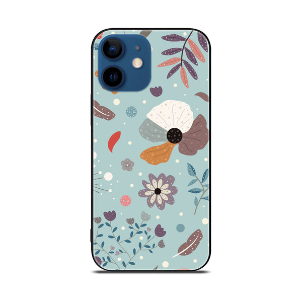iPhone 12 Mini - Floral Series Design 5 - Premium Printed Glass soft Bumper shock Proof Case