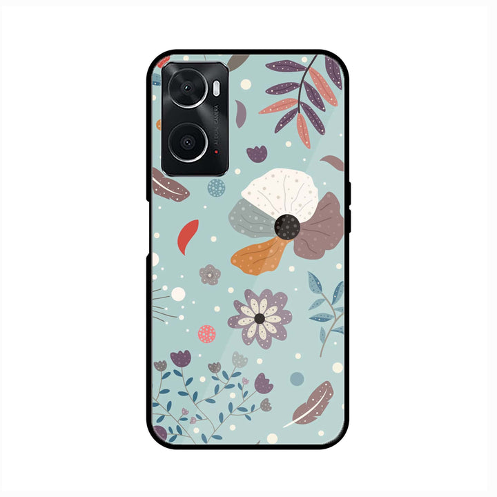 Oppo A36 - Floral Series Design 5 - Premium Printed Glass soft Bumper Shock Proof Case