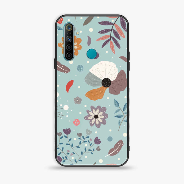 Realme 5s - Floral Series Design 5 - Premium Printed Glass soft Bumper Shock Proof Case