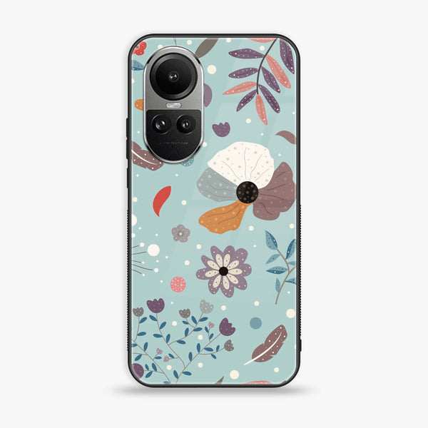 Oppo Reno10 Pro - Floral Series Design 5 - Premium Printed Glass soft Bumper Shock Proof Case