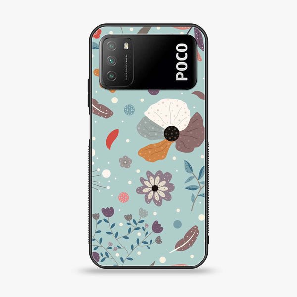 Xiaomi Poco M3 - Floral Series Design 5 - Premium Printed Glass soft Bumper Shock Proof Case