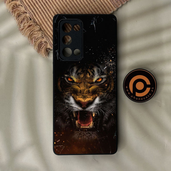 Oppo Reno 6 Pro Plus - Tiger Design 9 - Premium Metal Printed Soft Bumper Shock Proof Case