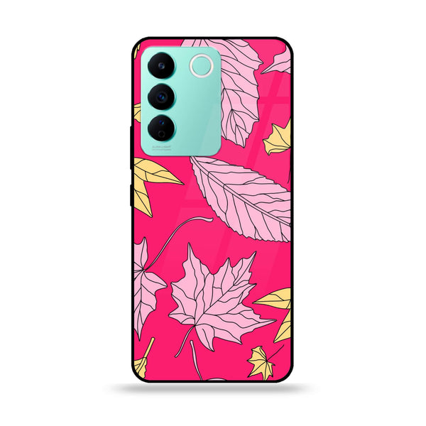 Vivo V27e - Floral Series Design 6 - Premium Printed Glass soft Bumper Shock Proof Case