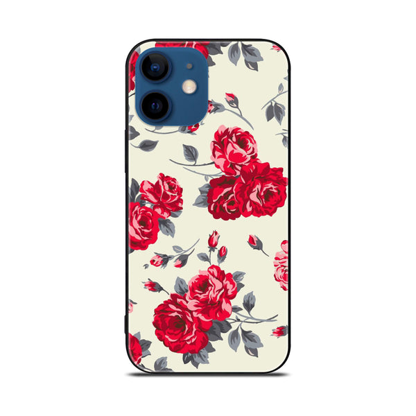 iPhone 12 - Floral Series Design 8 - Premium Printed Glass soft Bumper shock Proof Case