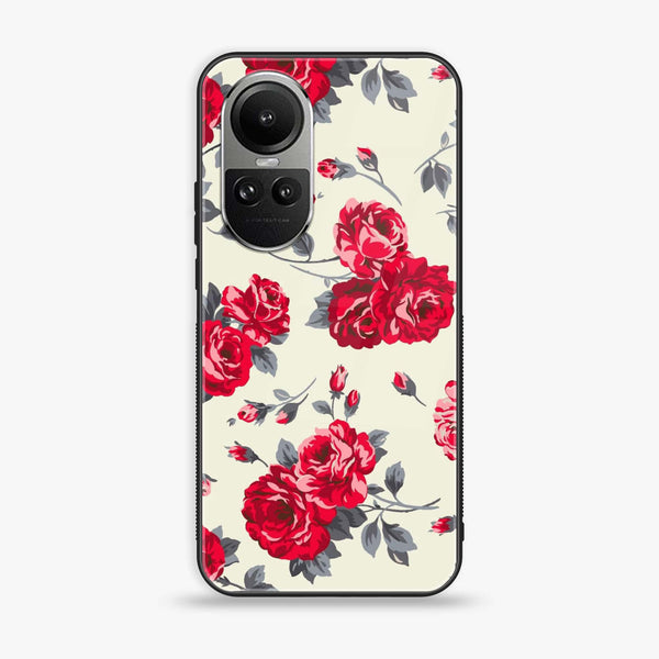 Oppo Reno10 Pro - Floral Series Design 8 - Premium Printed Glass soft Bumper Shock Proof Case