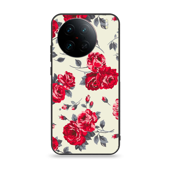 Vivo X90 Pro - Floral Series Design 8 - Premium Printed Glass soft Bumper Shock Proof Case  CS-39384