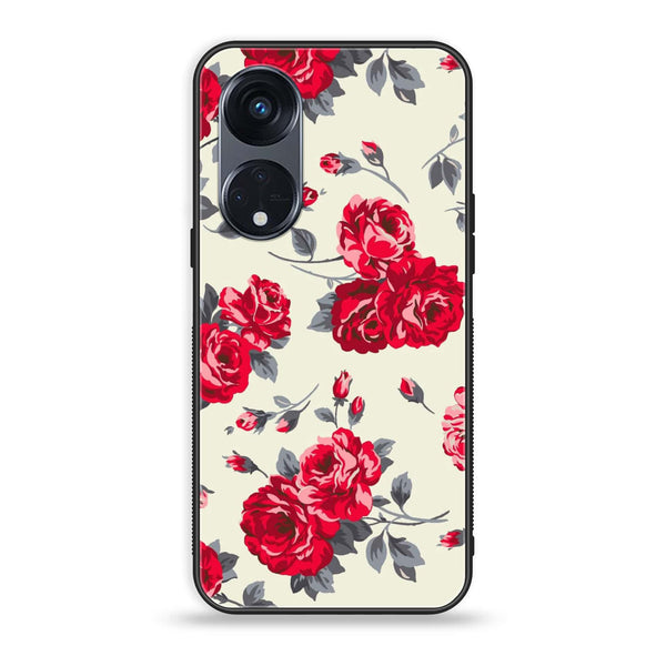 OPPO Reno 8T 5G - Floral Series Design 8 - Premium Printed Glass soft Bumper Shock Proof Case
