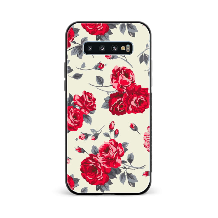 Galaxy S10 Plus - Floral Series Design 8 - Premium Printed Glass soft Bumper Shock Proof Case