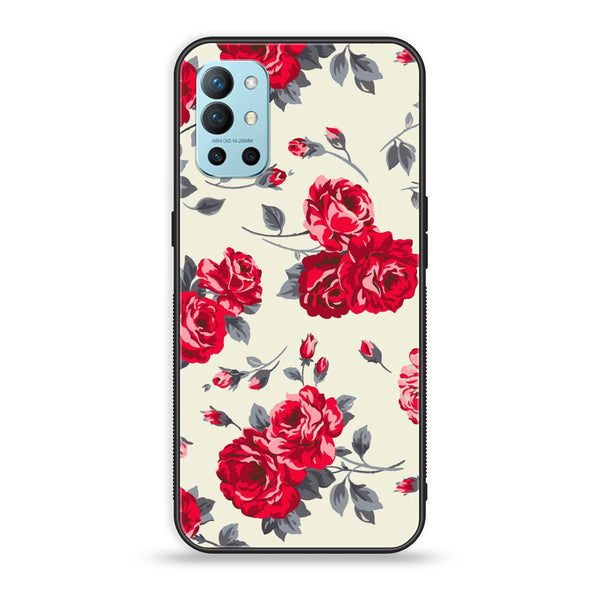 OnePlus 9R - Floral Series Design 8 - Premium Printed Glass soft Bumper Shock Proof Case