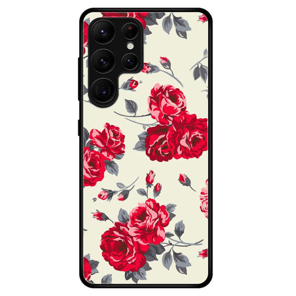 Samsung Galaxy S22 Ultra - Floral Series Design 8 - Premium Metal Printed soft Bumper shock Proof Case CS-47708