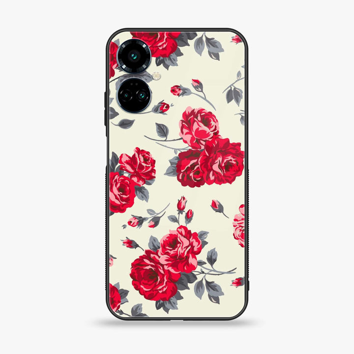 Tecno Camon 19 Pro - Floral Series Design 8 - Premium Printed Glass soft Bumper Shock Proof Case
