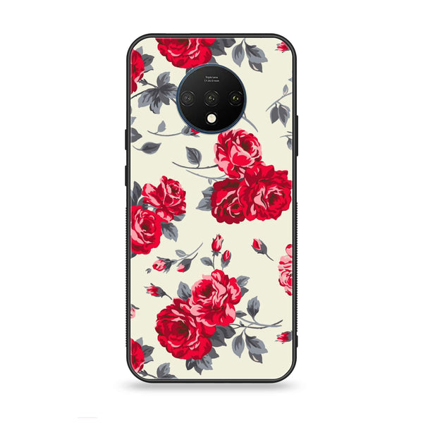 OnePlus 7T - Floral Series Design 8 - Premium Printed Glass soft Bumper Shock Proof Case
