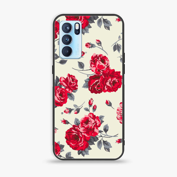 Oppo Reno 6 - Floral Series Design 8 - Premium Printed Glass soft Bumper Shock Proof Case CS-21605