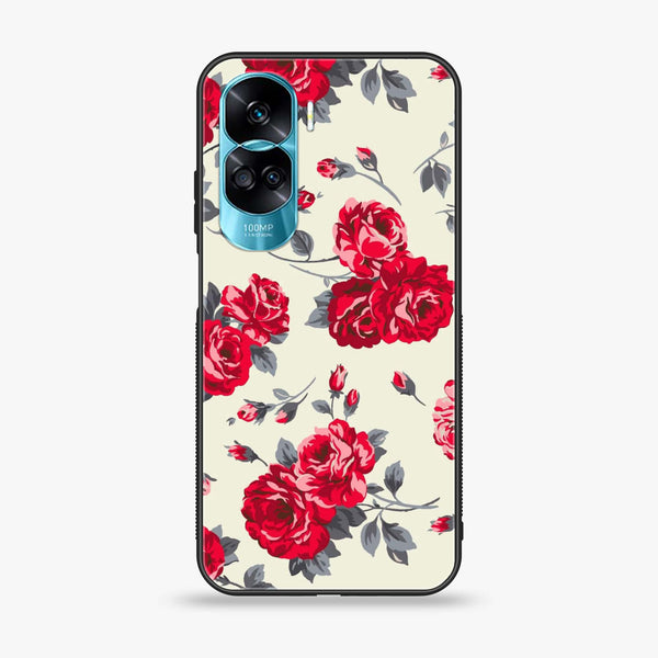 Honor 90 Lite - Floral Series Design 8 - Premium Printed Glass soft Bumper Shock Proof Case CS-23130