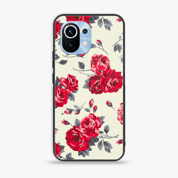 Mi 11 Lite - Floral Series Design 8 - Premium Printed Glass soft Bumper Shock Proof Case