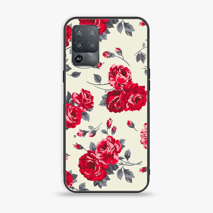 Oppo F19 Pro - Floral Series Design 8 - Premium Printed Glass soft Bumper Shock Proof Case