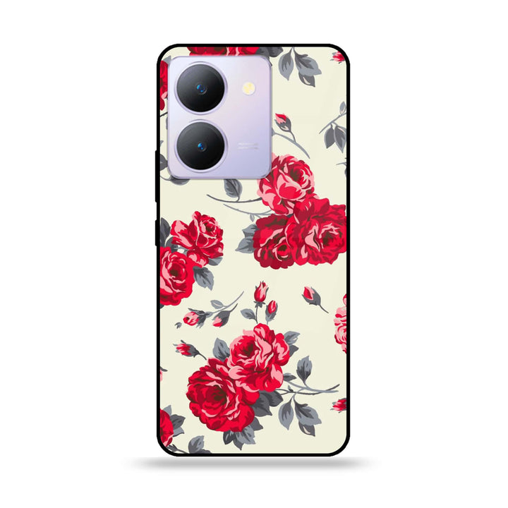 Vivo Y27s - Floral Series Design 8 - Premium Printed Glass soft Bumper Shock Proof Case
