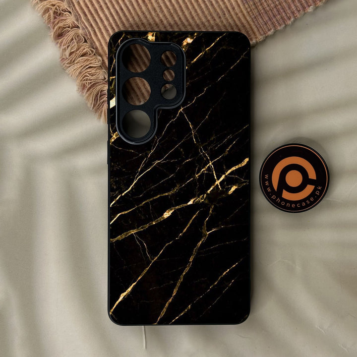 Samsung Galaxy S26 Ultra - Black Marble Design 7 - Premium Metal Printed Soft Bumper Shock Proof Case