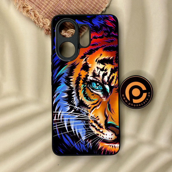 Vivo V60 - Tiger Art - Premium Metal Printed Soft Bumper Shock Proof Case