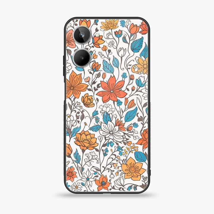 Realme 10 4G - Floral Series Design 9 - Premium Printed Glass soft Bumper Shock Proof Case