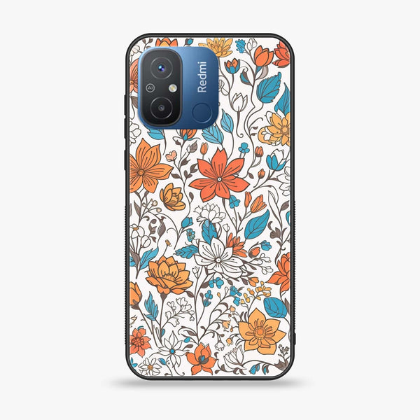 Xiaomi Redmi 12C - Floral Series Design 9 - Premium Printed Glass soft Bumper Shock Proof Case CS-44026