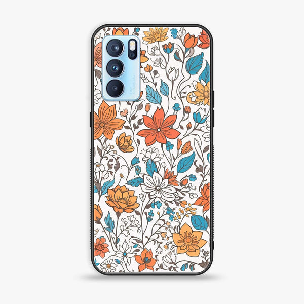 Oppo Reno 6 Pro - Floral Series Design 9 - Premium Printed Glass soft Bumper Shock Proof Case