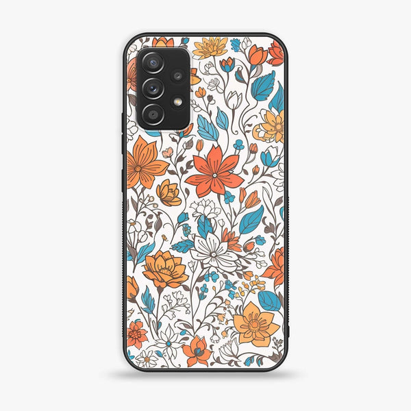 Samsung Galaxy A73 - Floral Series Design 9 - Premium Printed Glass soft Bumper Shock Proof Case