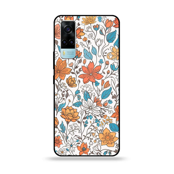 Vivo Y53s 4G - Floral Series Design 9 - Premium Printed Glass soft Bumper Shock Proof Case