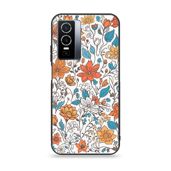 Vivo Y76 5g - Floral Series Design 9 - Premium Printed Glass soft Bumper shock Proof Case
