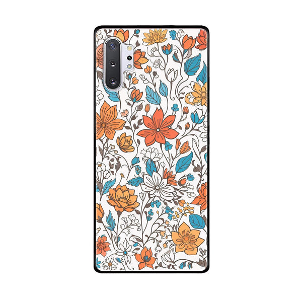 Samsung Galaxy Note 10 Plus - Floral Series Design 9 - Premium Printed Glass soft Bumper Shock Proof Case
