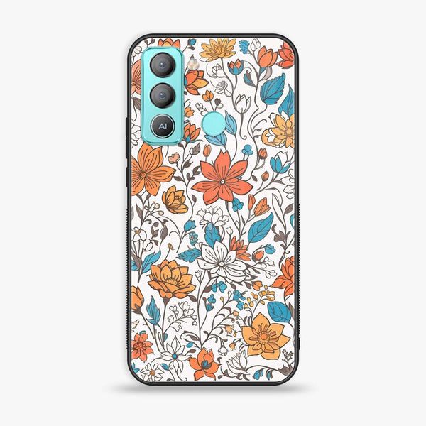 Tecno POP 5 LTE - Floral Series Design 9 - Premium Printed Glass soft Bumper Shock Proof Case