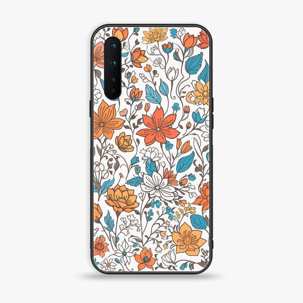 OnePlus Nord - Floral Series Design 9 - Premium Printed Glass soft Bumper Shock Proof Case