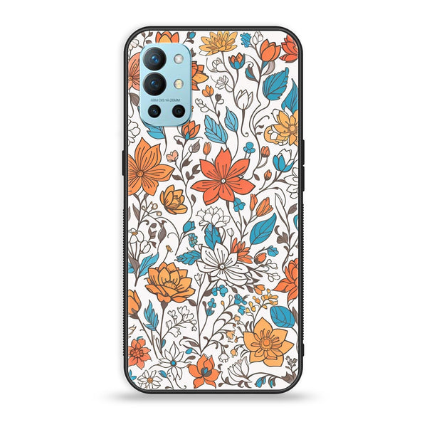 OnePlus 9R - Floral Series Design 9 - Premium Printed Glass soft Bumper Shock Proof Case  CS-35547