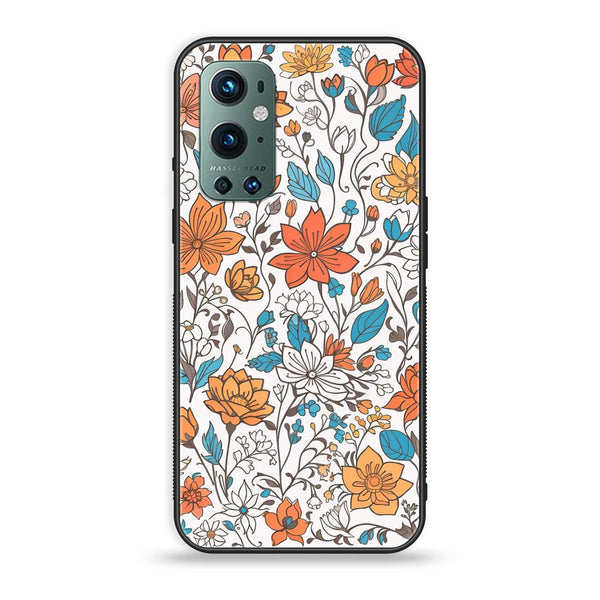 OnePlus 9 Pro - Floral Series Design 9 - Premium Printed Glass soft Bumper Shock Proof Case