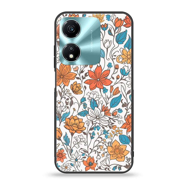 Honor X5 Plus - Floral Series Design 9 - Premium Printed Glass soft Bumper Shock Proof Case