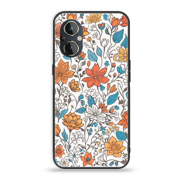 OnePlus Nord N20 5G - Floral Series Design 9 - Premium Printed Glass soft Bumper Shock Proof Case