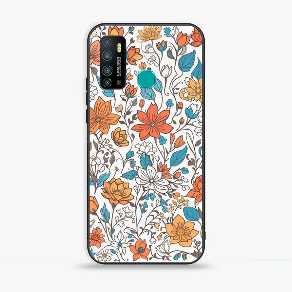 Infinix Hot 9 - Floral Series Design 9 - Premium Metal Printed soft Bumper shock Proof Case