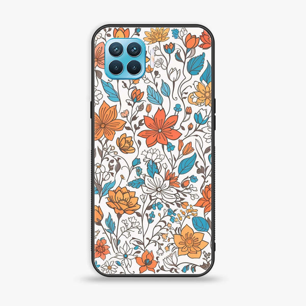 Oppo F17 Pro - Floral Series Design 9 - Premium Printed Glass soft Bumper Shock Proof Case