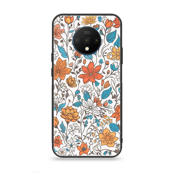 OnePlus 7T - Floral Series Design 9 - Premium Printed Glass soft Bumper Shock Proof Case