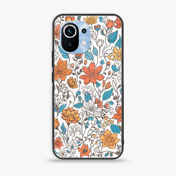 Xiaomi 11 Lite 5G NE - Floral Series Design 9 - Premium Printed Glass soft Bumper Shock Proof Case
