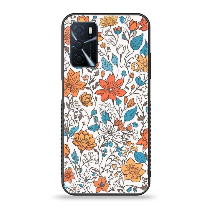 OPPO A16 - Floral Series Design 9 - Premium Printed Glass soft Bumper Shock Proof Case