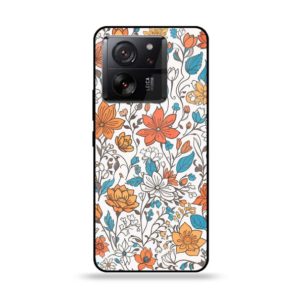 Xiaomi 13T - Floral Series Design 9 - Premium Printed Glass soft Bumper Shock Proof Case