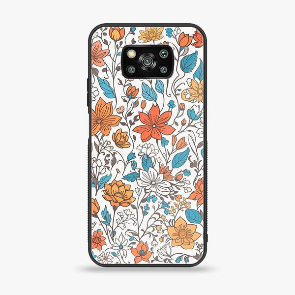 Xiaomi Poco X3 - Floral Series Design 9 - Premium Printed Glass soft Bumper Shock Proof Case