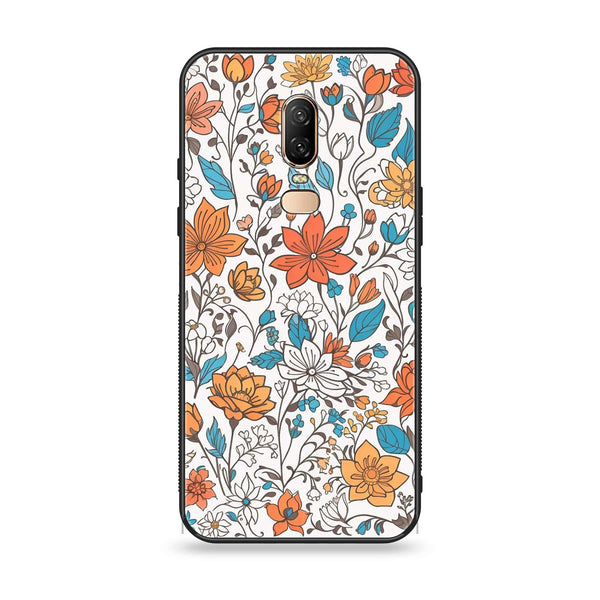 OnePlus 6 - Floral Series Design 9 - Premium Printed Glass soft Bumper Shock Proof Case