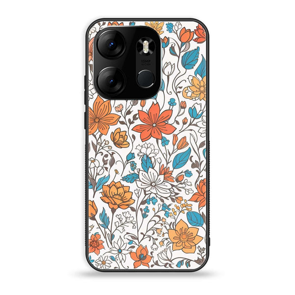 Tecno Spark Go 2023 - Floral Series Design 9 - Premium Printed Glass soft Bumper Shock Proof Case