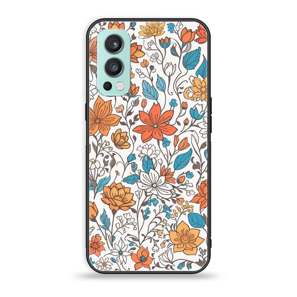 OnePlus Nord 2 5G - Floral Series Design 9 - Premium Printed Glass soft Bumper Shock Proof Case