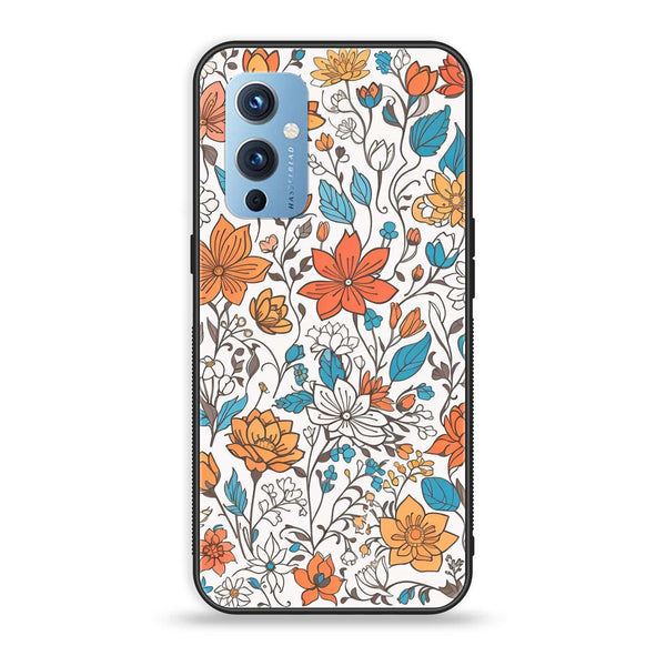 OnePlus 9 - Floral Series Design 9 - Premium Metal Printed soft Bumper Shock Proof Case